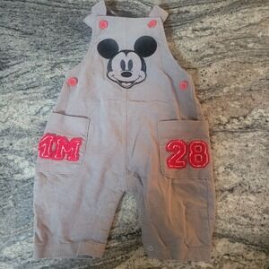 Disney Baby Overalls Size 0/3M Gray Mickey Mouse Cross Back One Piece